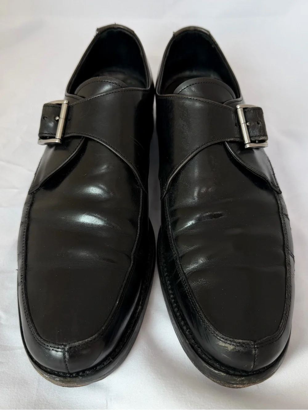 PRADA Black Leather Monk Strap Dress Shoes - Men